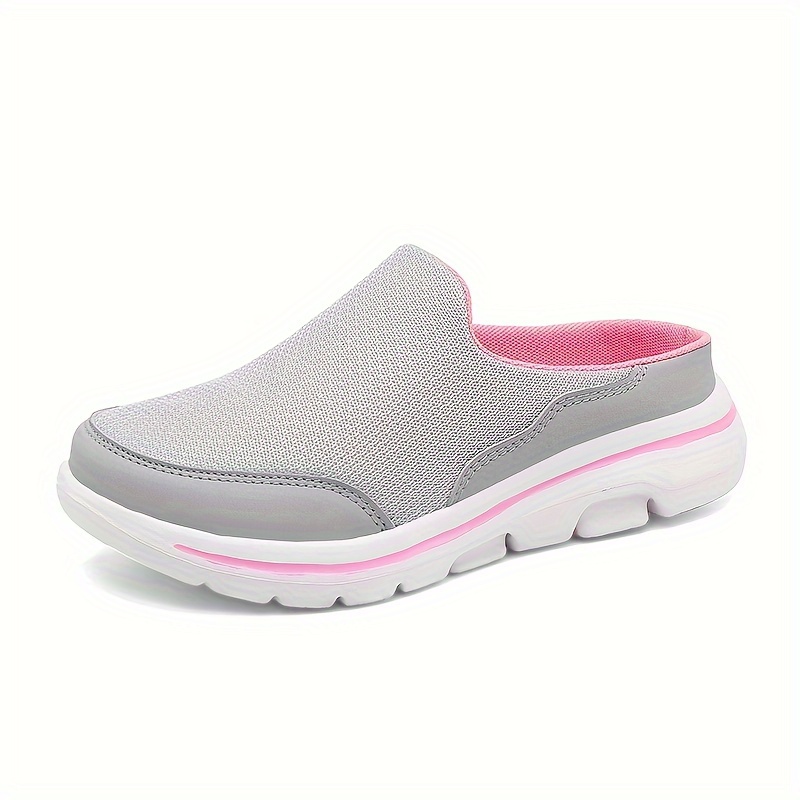 Breathable Knit Slip-on Mules - Lightweight, Non-slip Shoes For Men And Women, Black With Pink Accents, , Meik Mangni