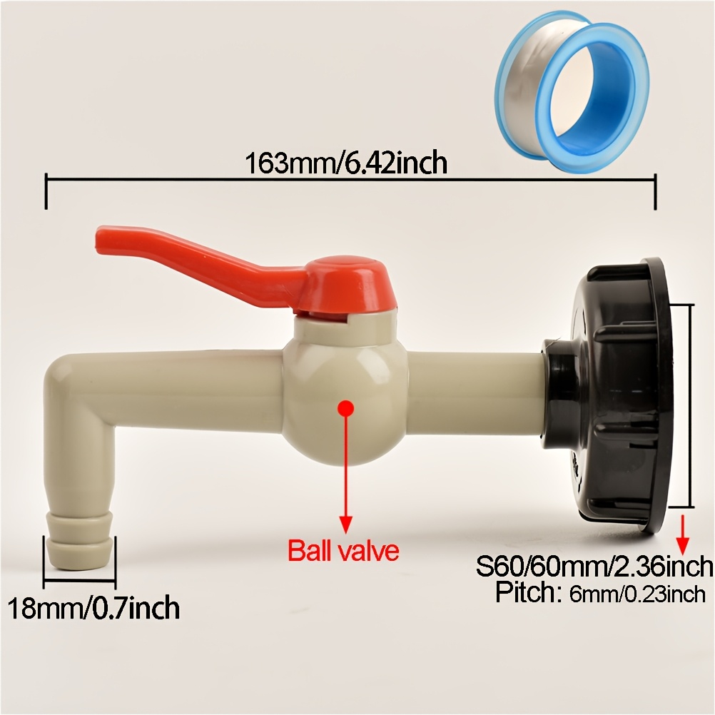1/2", 3/4", And 1" Plastic Ibc Tank Adapters With A 60mm Coarse Thread - Versatile Garden Hose Faucet Connectors With 3 Different Drainage Pipes For Easy Tank Connections