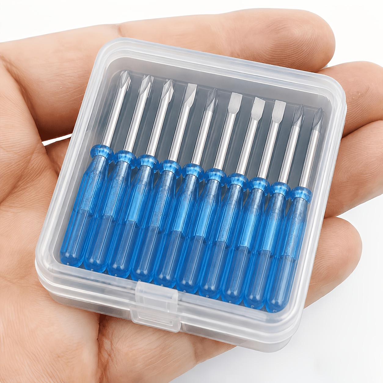 TEMU 13-in-1 Mini Schroevendraaierset (6 stuks Rechte, 6 stuks Kruiskop en 1 stuks Plastic Doos), Geschikt voor Speelgoedreparatie en - Inclusief 2mm