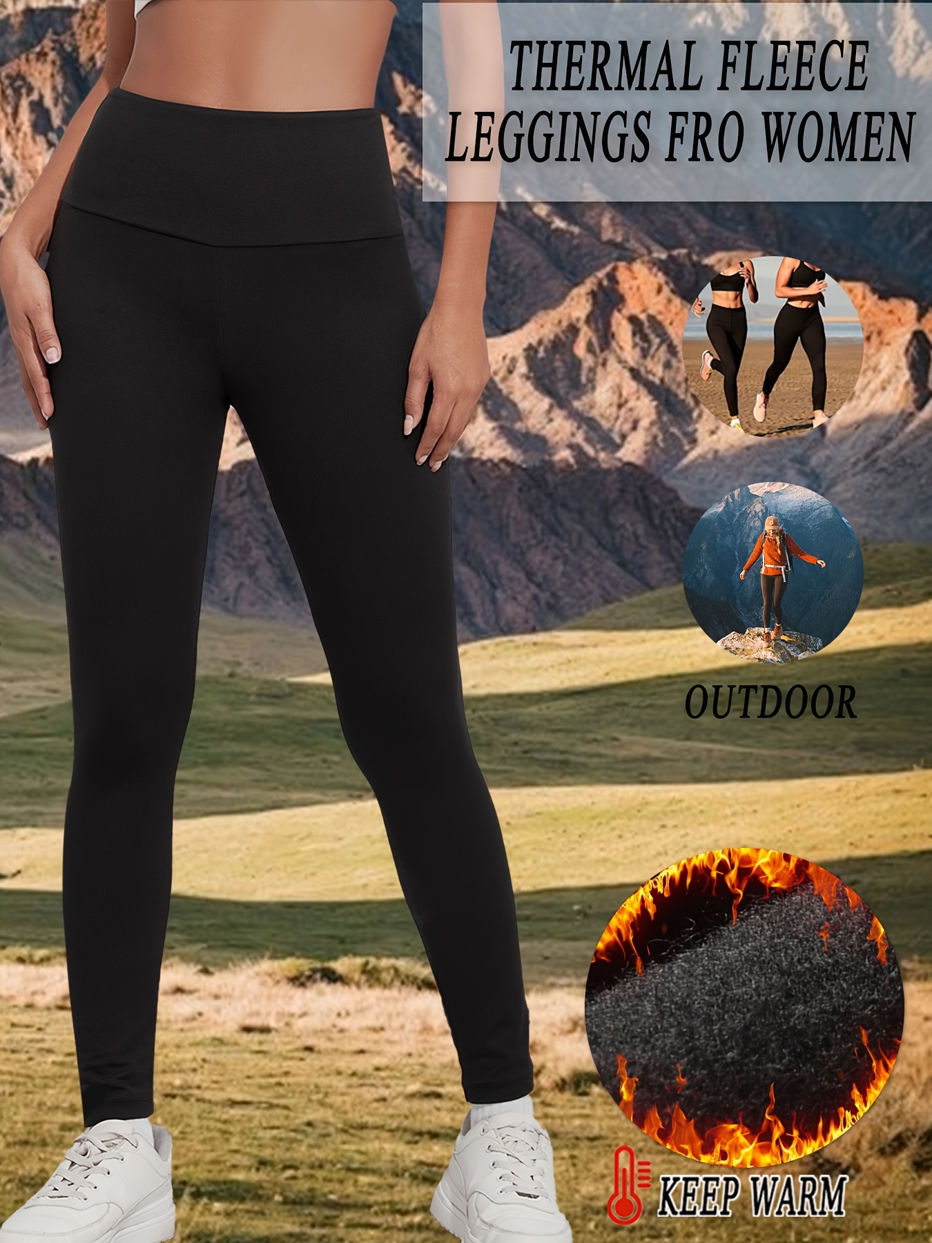 Plush Fleece-Lined High-Waisted Matte Spandex Leggings Black
