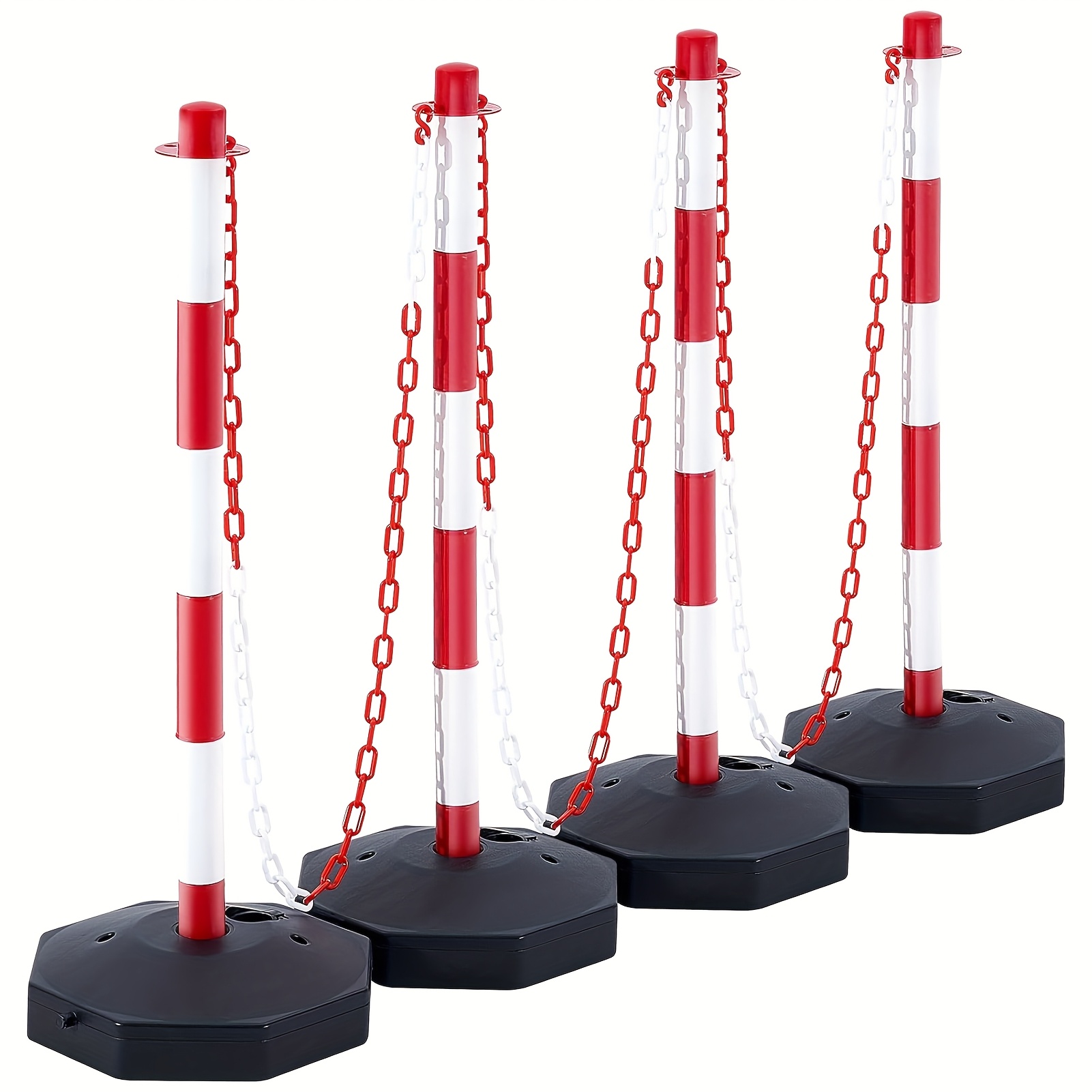 4pcs traffic marking warning post set with adjustable height safety barrier fence   6 6   fillable base chain for road construction and   control 0