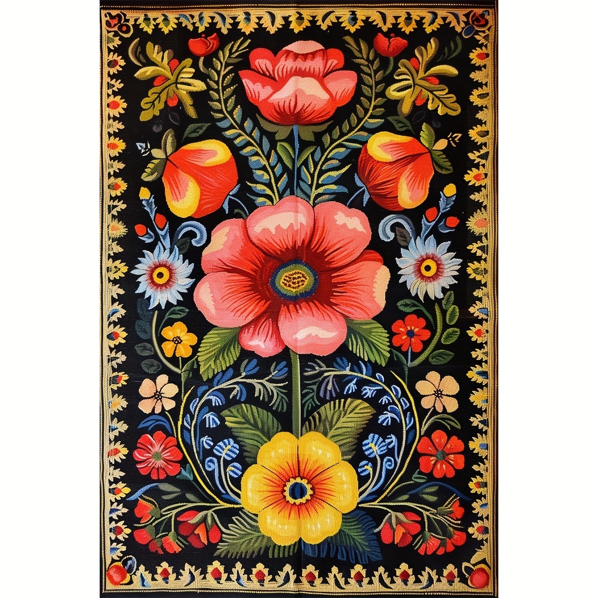 

1pc Cross Stitch Kit: 40 X 55cm/15.7 X 21.7in, Vibrant Floral Design, Includes Printed Chart, Aida Cloth, Threads, Needles & Instructions - Suitable For All Seasons
