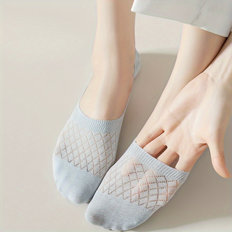 8 Pairs of Versatile Spring/Summer Japanese Candy-Colored Breathable Diamond Pattern Casual Socks