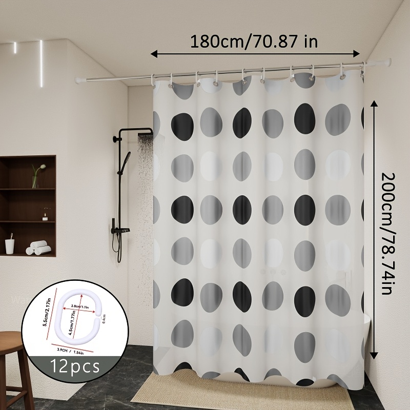 Image of The High-end Polka Dot Shower Curtain Of Peva Material In Black, Gray And White, Style As Hotels