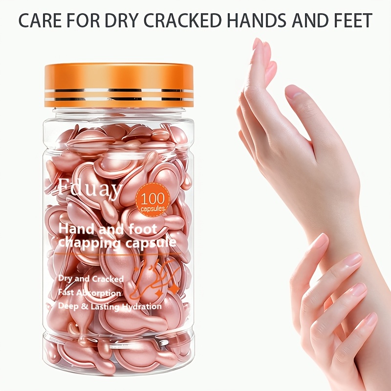 Capsule pentru mâini și picioare uscate, ingrediente naturale, hidratare eficientă, spune adio pielii uscate și crăpate, piele fină, face ca pielea să arate cu strălucire naturală și să fie mai elastică, îngrijire hidratantă exclusivă pentru piele sensibilă