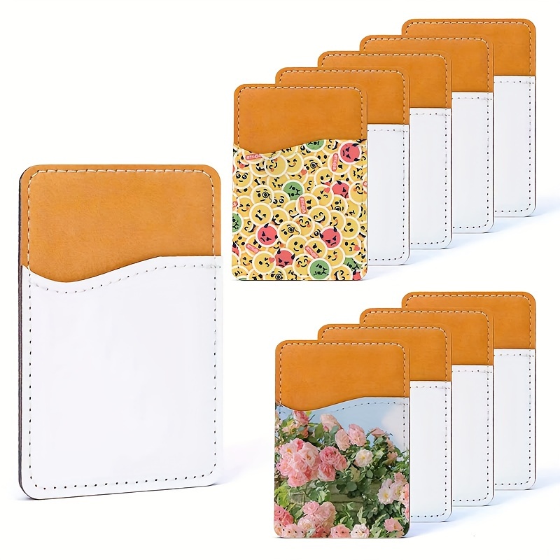 

10pcs Sublimation Blanks Phone Wallet - Pu Leather Card Holder For Back Of Phone Stick On Phone Android Friendly Diy Blanks For White Pu Leather