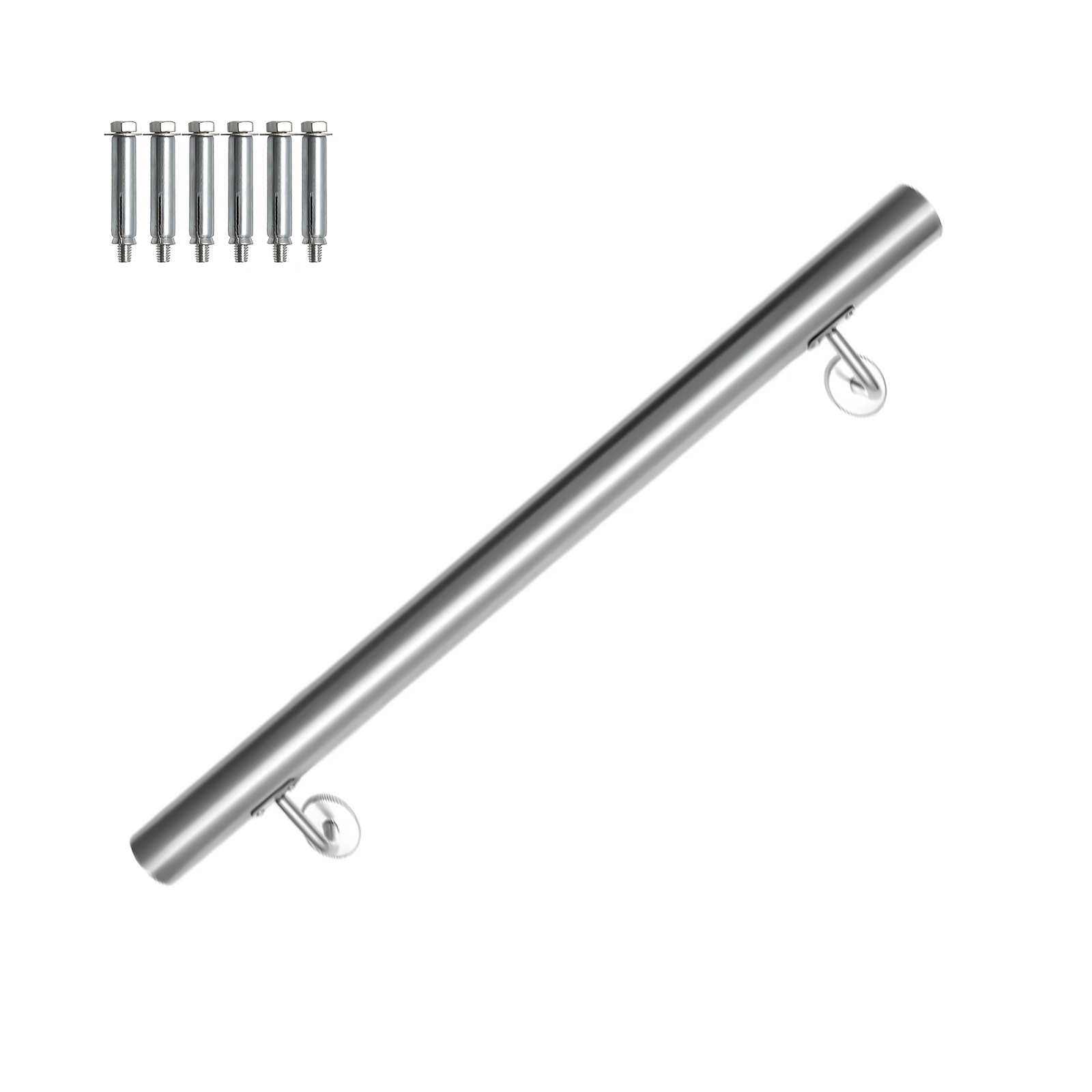 Image of Stainless Steel Handrail, 42mm Diameter Stair Railing, Suitable For Indoor And Outdoor Wall-mounted Handrails (includes Wall Brackets And End Caps), Stair Wall Bracket Handrail