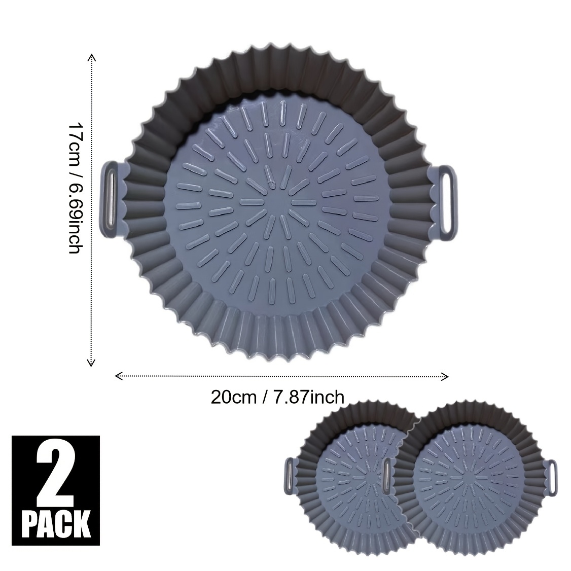 TEMU 2-pack Silicone Liners Pot | Reusable Cookware For Air Fryer, Baking Cake, Bakeware Moulds, Baking Additions, Material