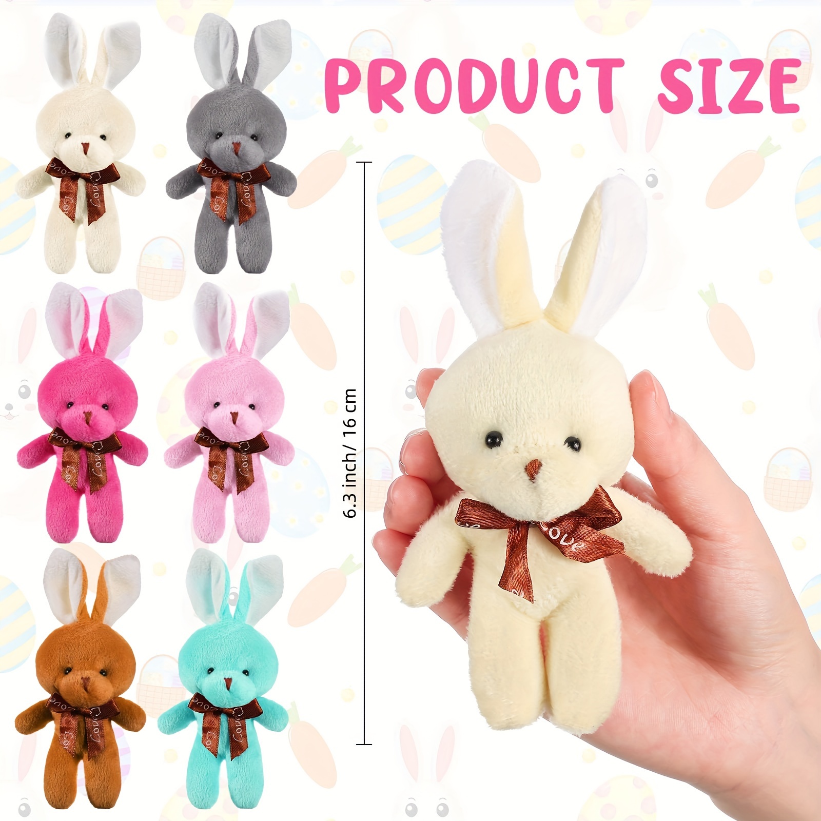 60 Pack Mini Stuffed Animal Bulk Small Plush Animal Toys Miniature Stuff  Animal Keychain Set for Easter Egg Party Favors, Valentine's Day Gift,  Goodie