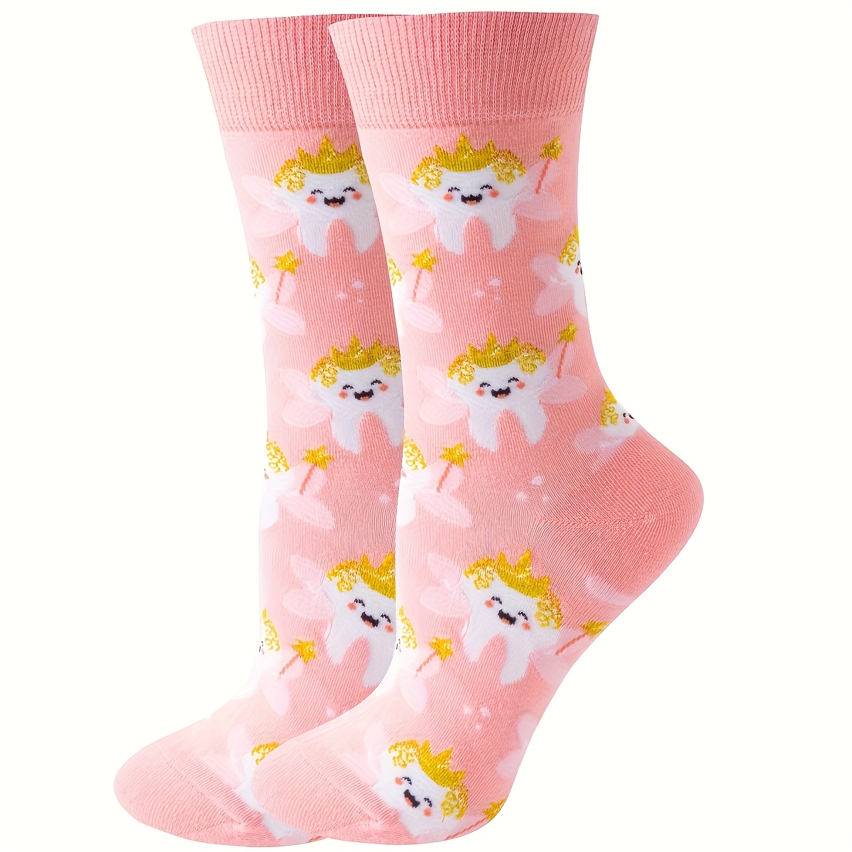 E-shop 1 Paar rosa Cartoon Socken, bequem und niedlich mittelhohe Socken