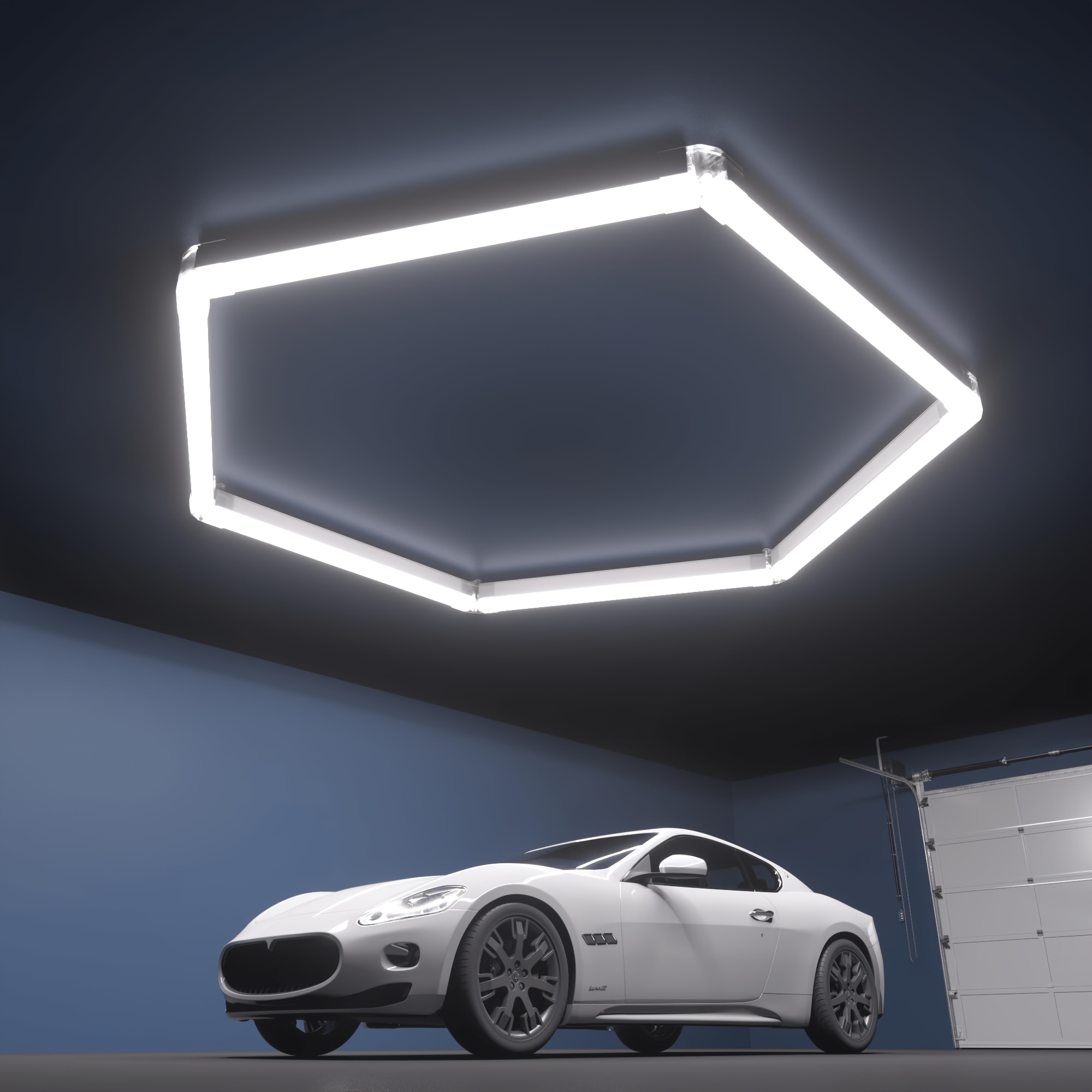 Image of Hexagon For Garage Lights Hexagon Led Lights 1 Grid Honeycomb Lights Ceiling For Garage, Warehouse, Car Detailing Shop, Exhibition Hall, Gym