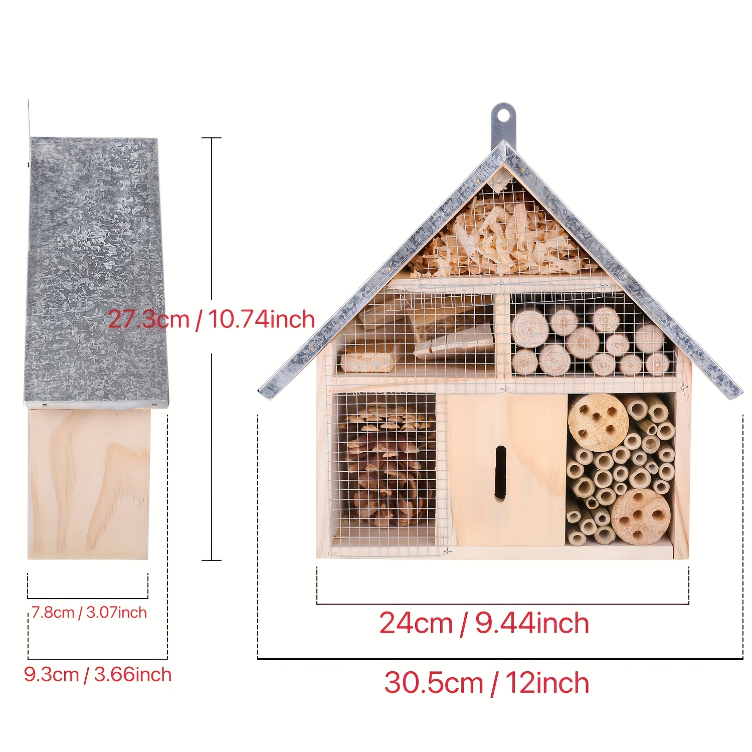 Hôtel à Insectes CKB LTD Bois Naturel 16x9x23cm - Abri Pour Abeilles, Coccinelles, Papillons - Jardin Écologique