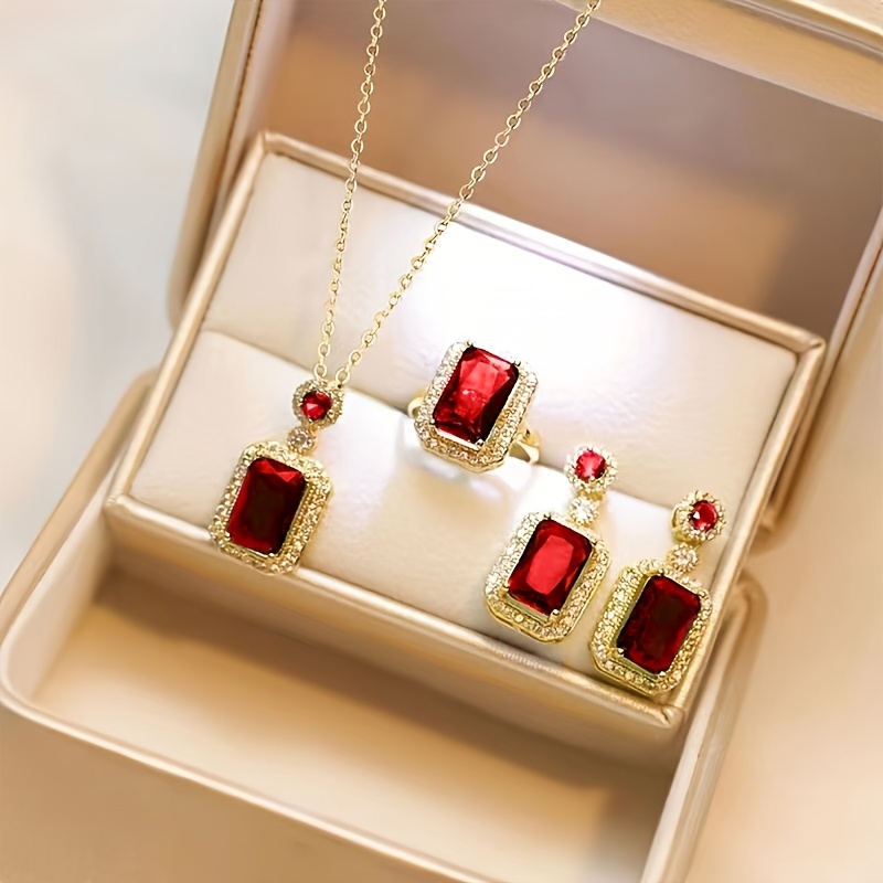 Ladies Luxury Square Jewelry Set For Mother's Day/homecoming Season/party, For Her Suitable For Daily Matching