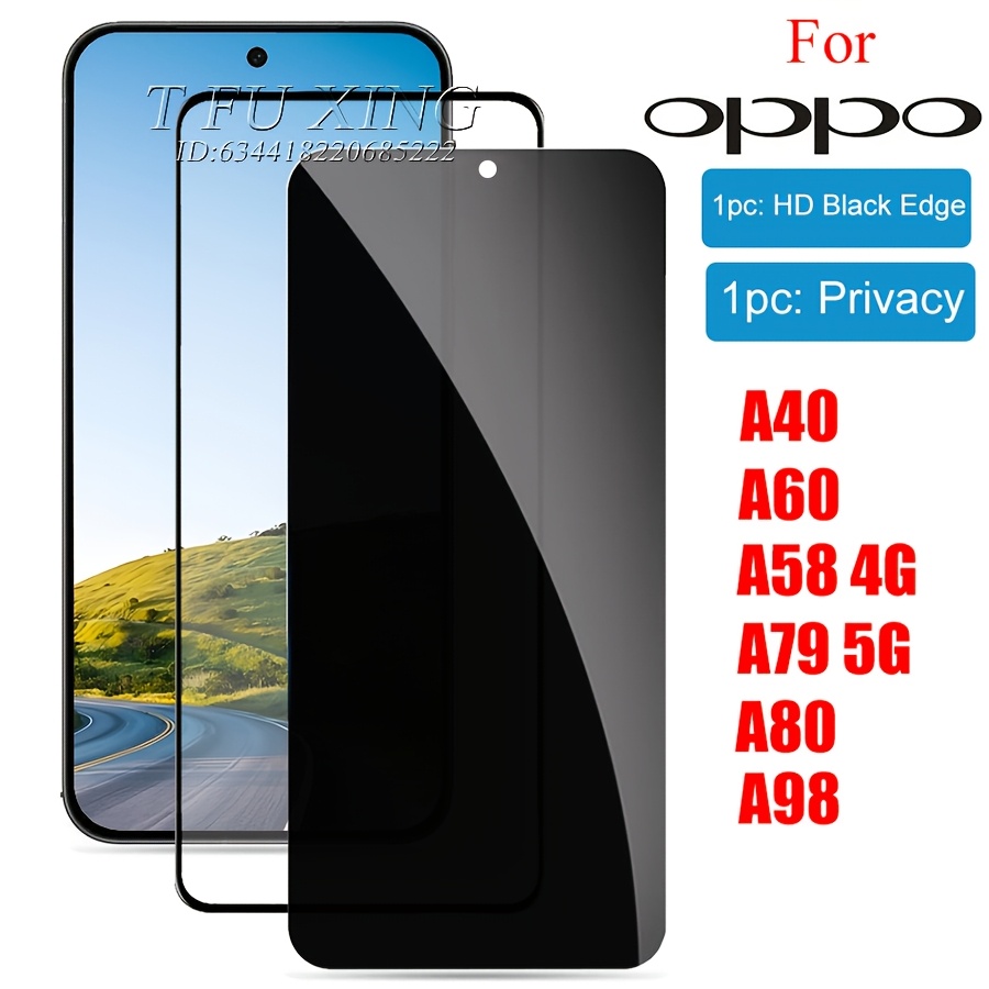 TEMU (1pc+1pc): Suitable For Oppo A58 4g (not Suitable For A58 5g) A98/a40/a79 5g/a60 4g 5g Ultra Hd Privacy Screen Protector, (includes: 1pc Black