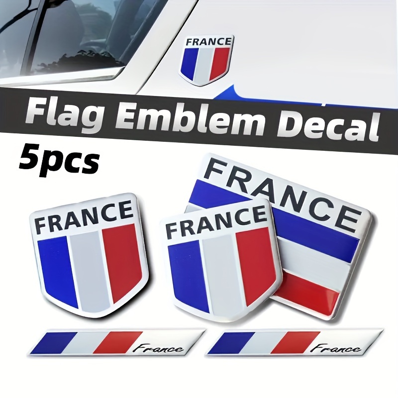 

5pcs/set Metal French Flag Badge France Emblem Sticker For Car Motorcycle Body Bumper Fender Fuel Tank Cover Decorative Aluminum Alloy Sticker Decals