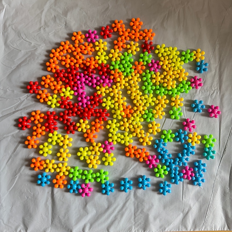 60/120/200pcs Plum Building Blocks, 3d Snowflake Building Blocks, Diy Interlocking Puzzle Tree Trunk Educational Plastic Assembly Toy, Halloween Christmas Gift, Colors And Quantities Random