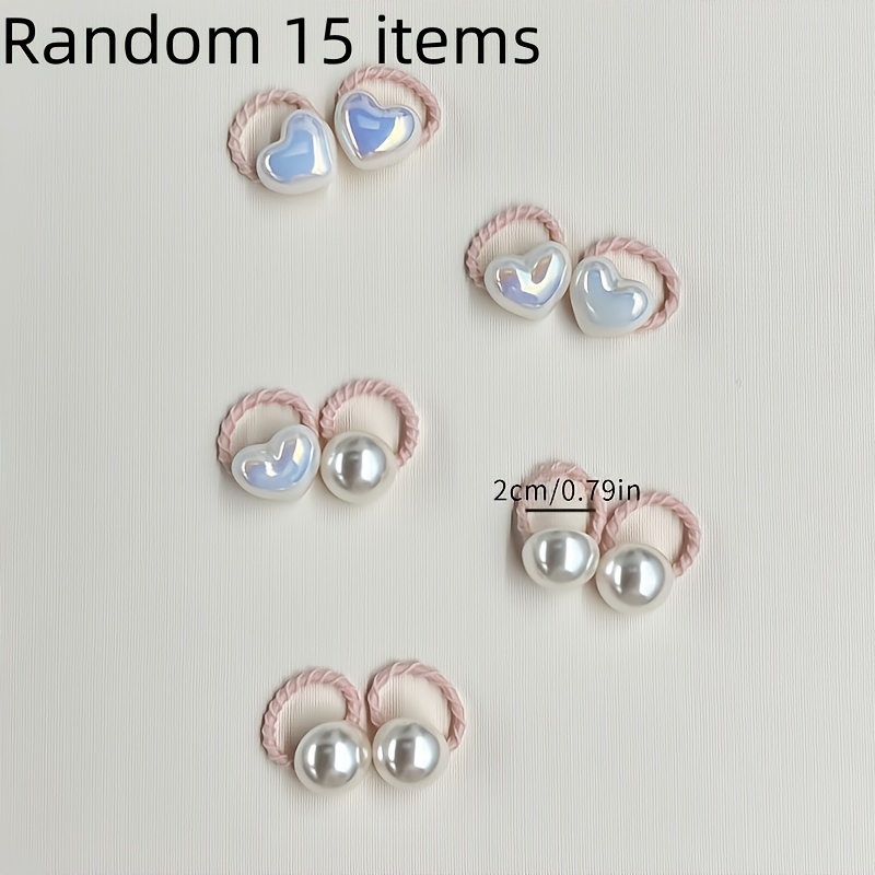 TEMU Random 15pcs Dog Hair Ties, Including Heart-shaped And Round Styles, Knot-, Soft And Safe. Suitable For Small Dogs Such As Pomeranians And Shih