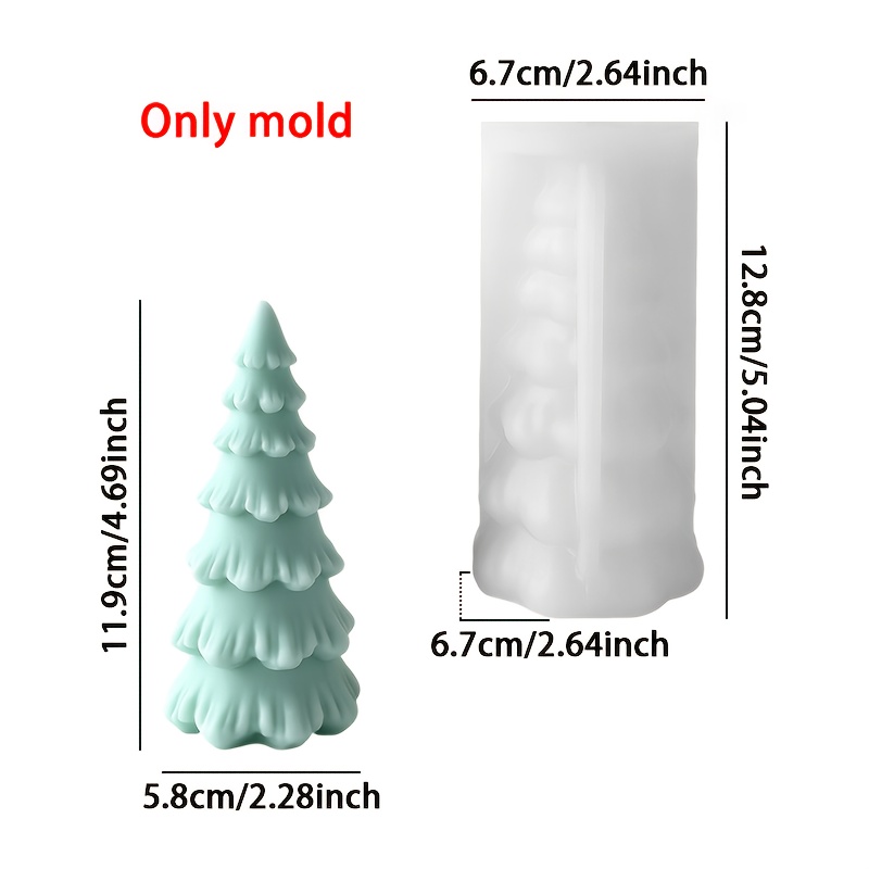 TEMU Stampo in silicone e resina - Stampo in silicone ad albero di Natale per candele fai da te, gesso, resina epossidica, stampo per ornamenti