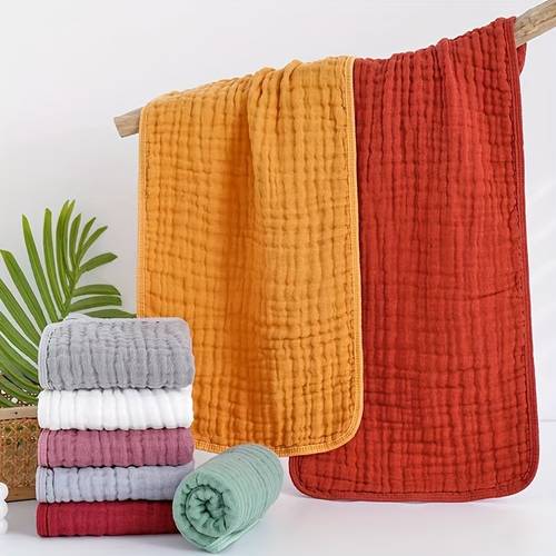 4 pack super soft and breathable cotton towels lightweight quick dry textured towel with 6 ply gauze for bath fitness and spa multiple colors ideal for home and travel
