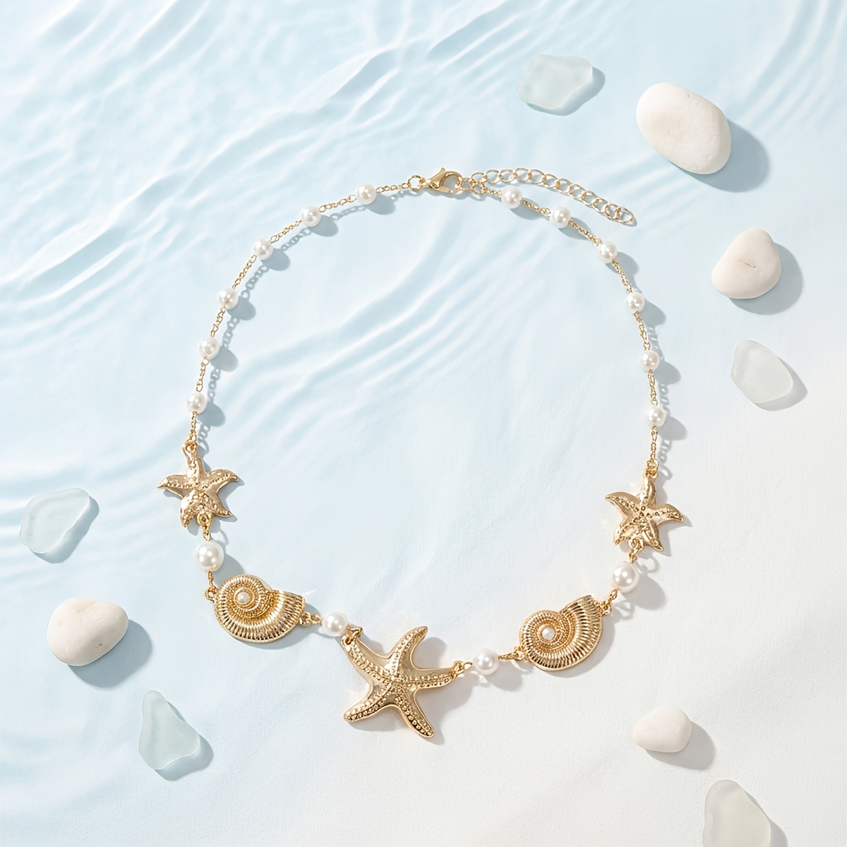 Women's Ocean Holiday Style Conch & Starfish Pendant Necklace