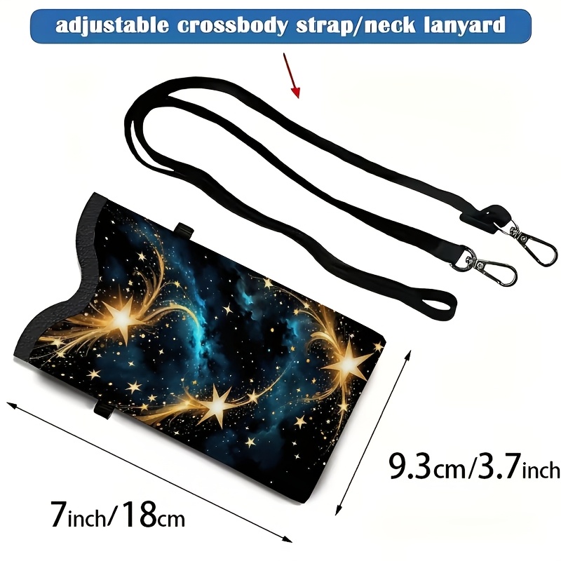 TEMU 1pc Adjustable Shoulder Strap Phone Bag, Romantic Starry Sky 2d Print, Universal Model Fits All Phones - Fashionable Daily Bag, Unisex, Perfect