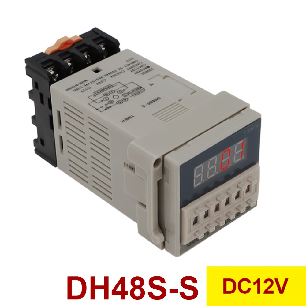 item picture dh48s s timer with lcd screen   management suitable for  12v 24v and ac220v this time switch allows for     1 seconds to 990 hours featuring a repeat cycle and a programmable delay with   relay