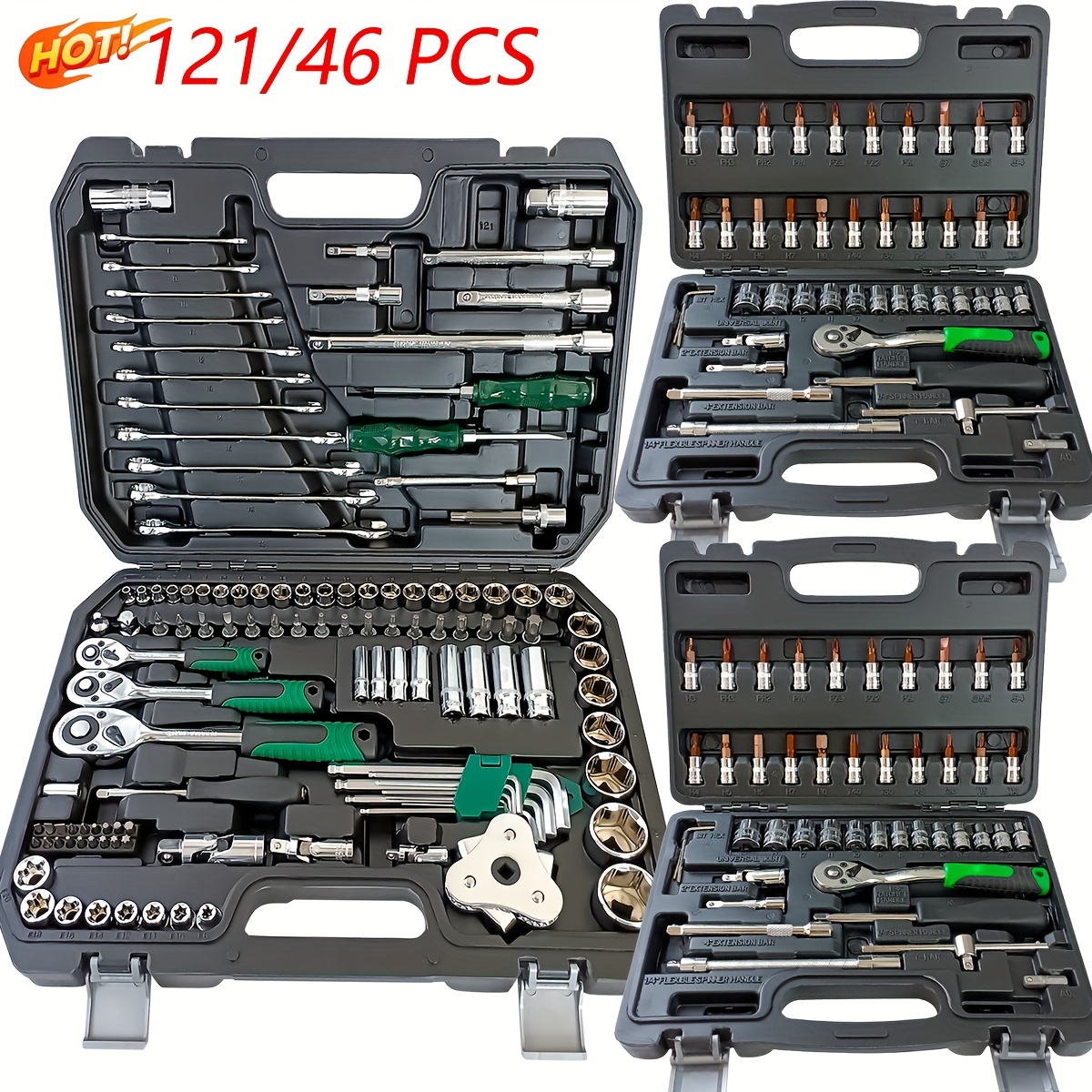 

Premium Steel Socket Set - 46/121pcs, Precision For & Compact Repairs