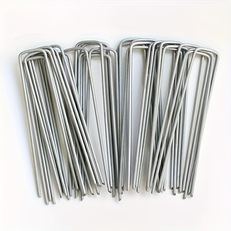 

100pcs, Garden Landscape Bookbinding Nails Galvanized Pins Lawn Stakes Are Suitable For Barrier Fabrics, Ground Cover, Fence Fixing And Ground Nails