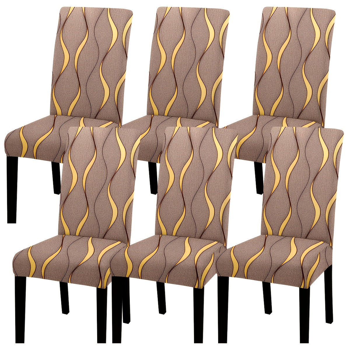 TEMU Housses de chaise de salle à manger extensibles en polyester compatibles avec la plupart des chaises accoudoirs - Housses élégantes à motif de ,