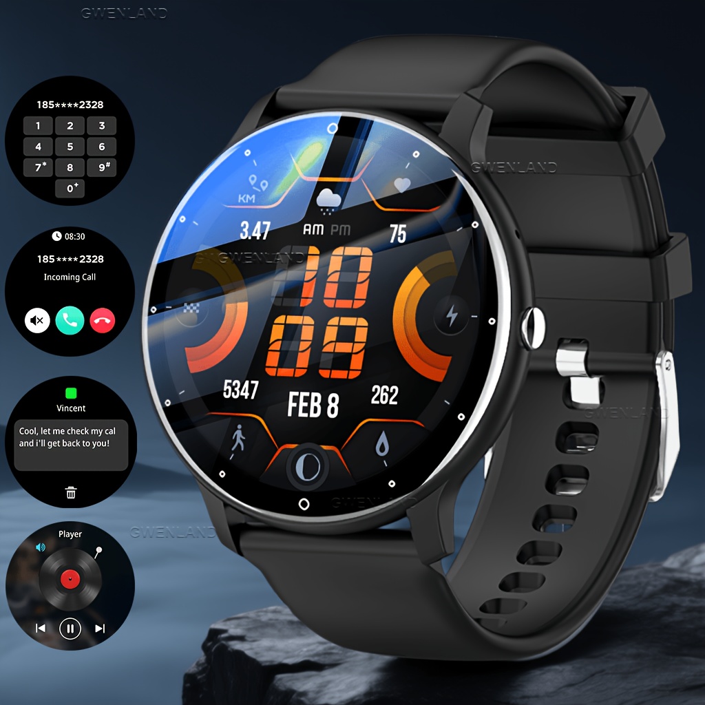 TEMU Reloj inteligente de moda GWENLAND, pantalla táctil completa HD de 1.28 pulgadas, control de , seguimiento de actividad física, más de 100