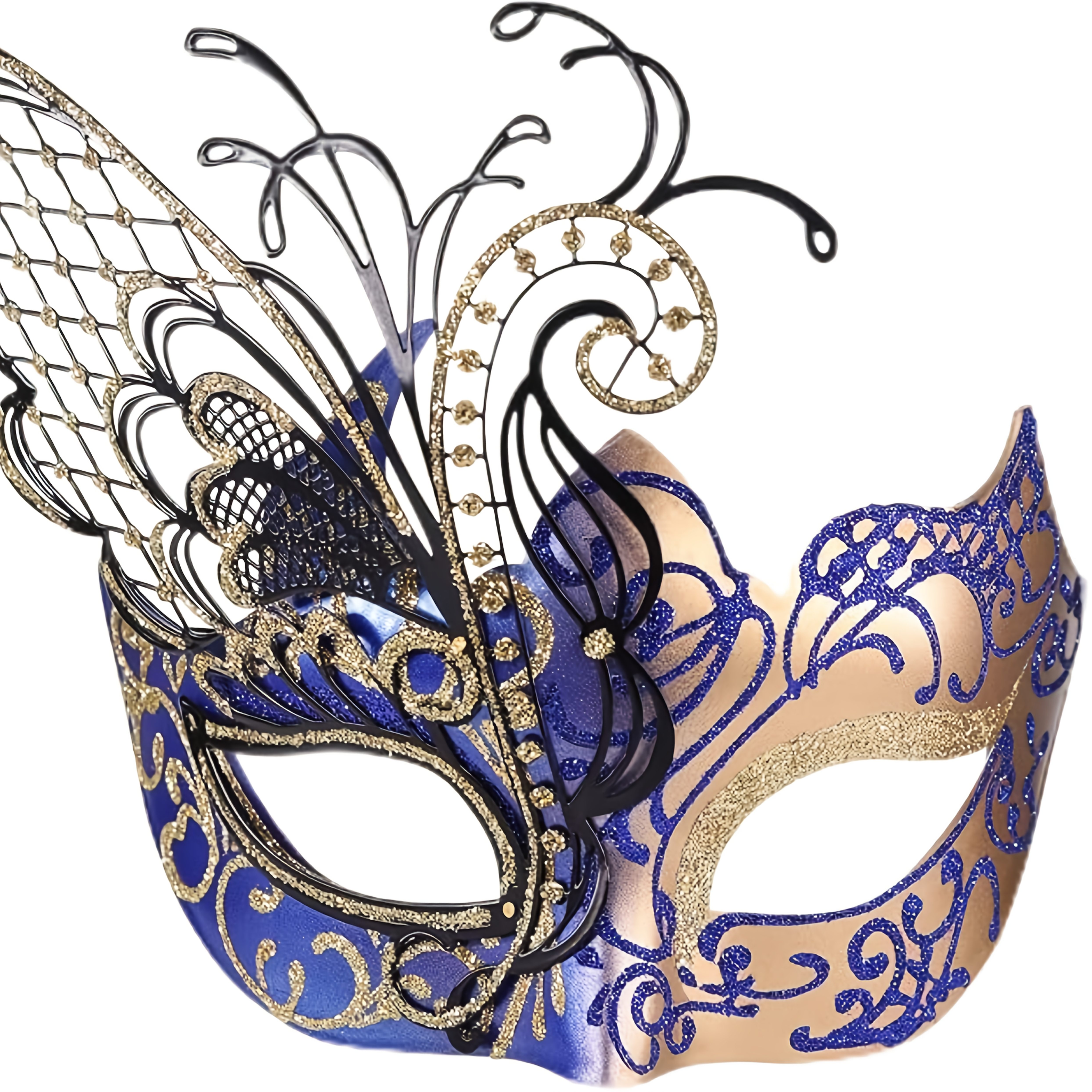 womens venetian mask elegant   design with two tone blue golden formal party wedding costume accessory lightweight durable for masquerade mardi gras prom   venetian masquerade mask mardi gras accessory decorative rhinestones durable costume piece