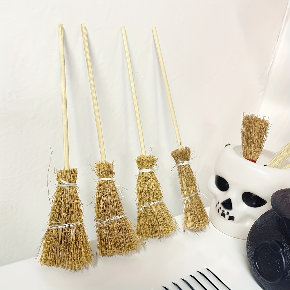 

5pcs Mini Artificial Rope Grass Broom Halloween Hanging Decoration, Diy Model Dollhouse Accessories Party Decoration Props Accessories Hanging Decoration