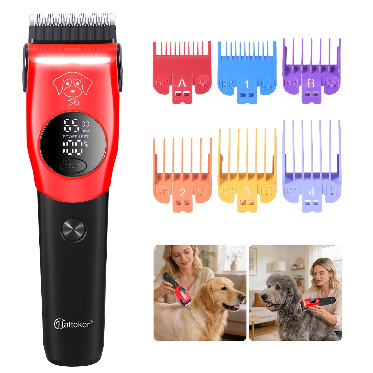 TEMU Pet Grooming Scissors, Electric Silent, Adjustable Comb Teeth, Rechargeable Cordless Pet Hair Trimmer, Suitable For Dogs, Cats And All Kinds Of