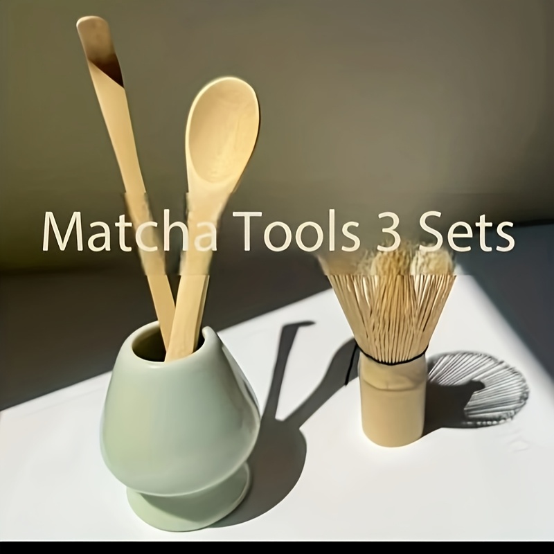 Set Matcha Vasmeiy - Fouet Bambou, Cuillère Et Support Céramique | Kit Cérémonie Thé Japonais