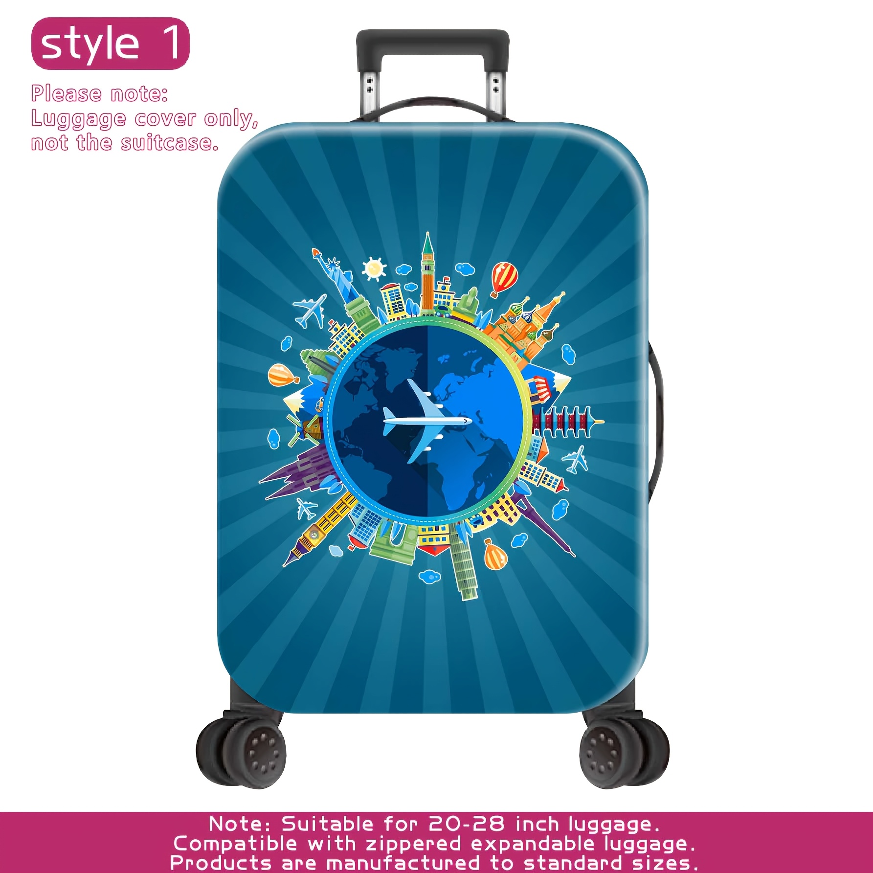 TEMU 1-pack Luggage Protective Cover (luggage Not Included) - Fits 20 To 28-inch Suitcases, Made Of Thickened Fabric, Wear-resistant And Tear-proof,