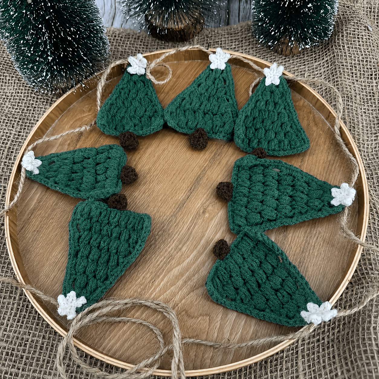 TEMU 1 guirlande de Noël à suspendre de 2 m (6,5 pi) de long avec 7 crochets, décoration de cheminée, décoration murale , pendentif de sapin de Noël,