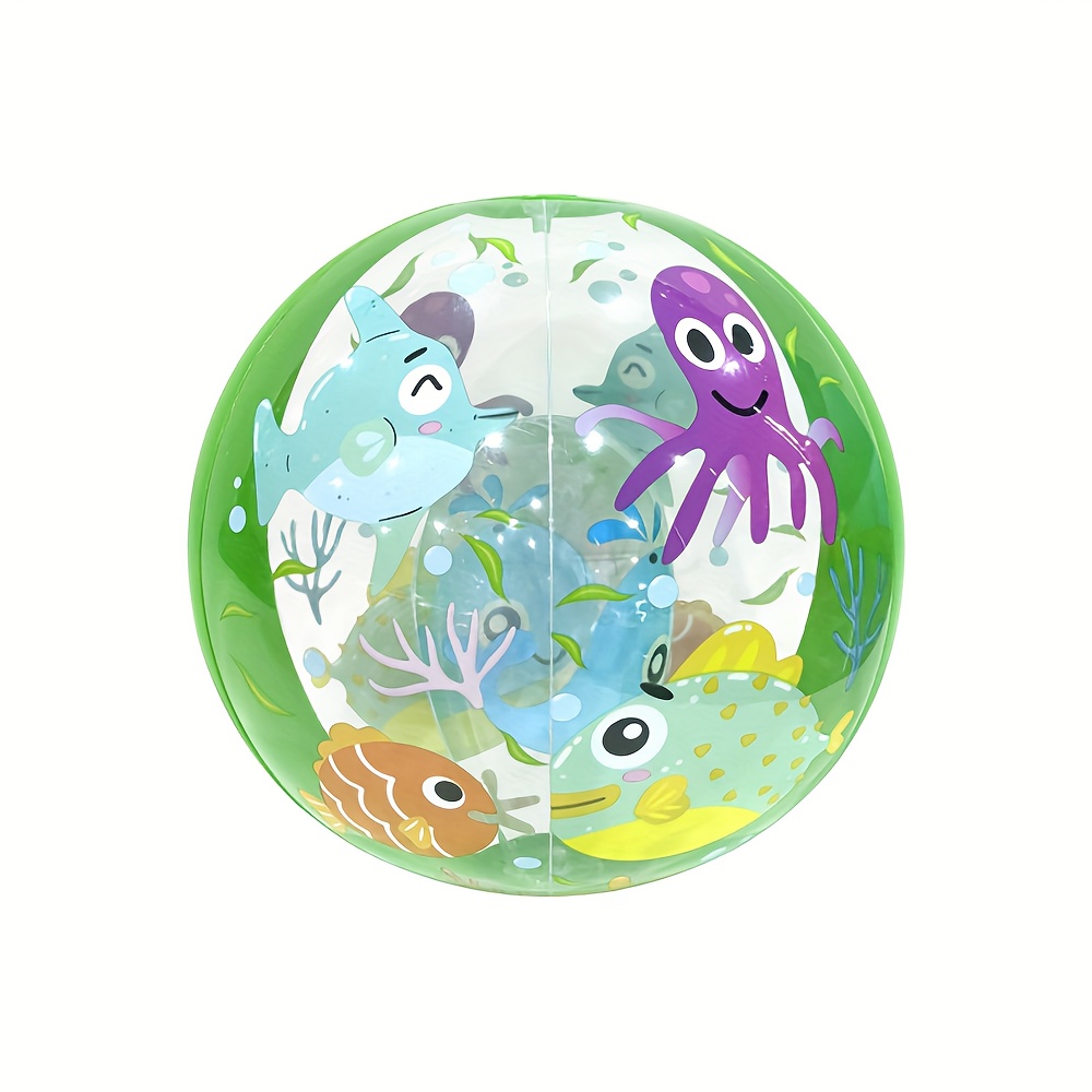TEMU 1pc Cartoon Inflatable Pvc Beach Ball, Colorful Water Play Ball For Outdoor Pool, Beach Party Decoration, And Outdoor Activities