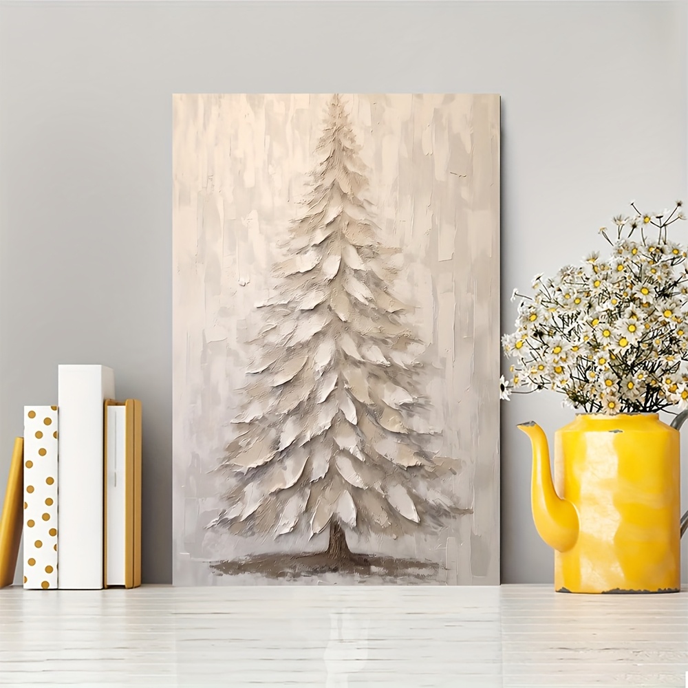 

1pc, Wooden Frame Canvas Painting,white Original Christmas Tree Print, Country , Christmas Print, Print, Home Decor, Gift For Him Or Her, Ready To Hang Lb1619