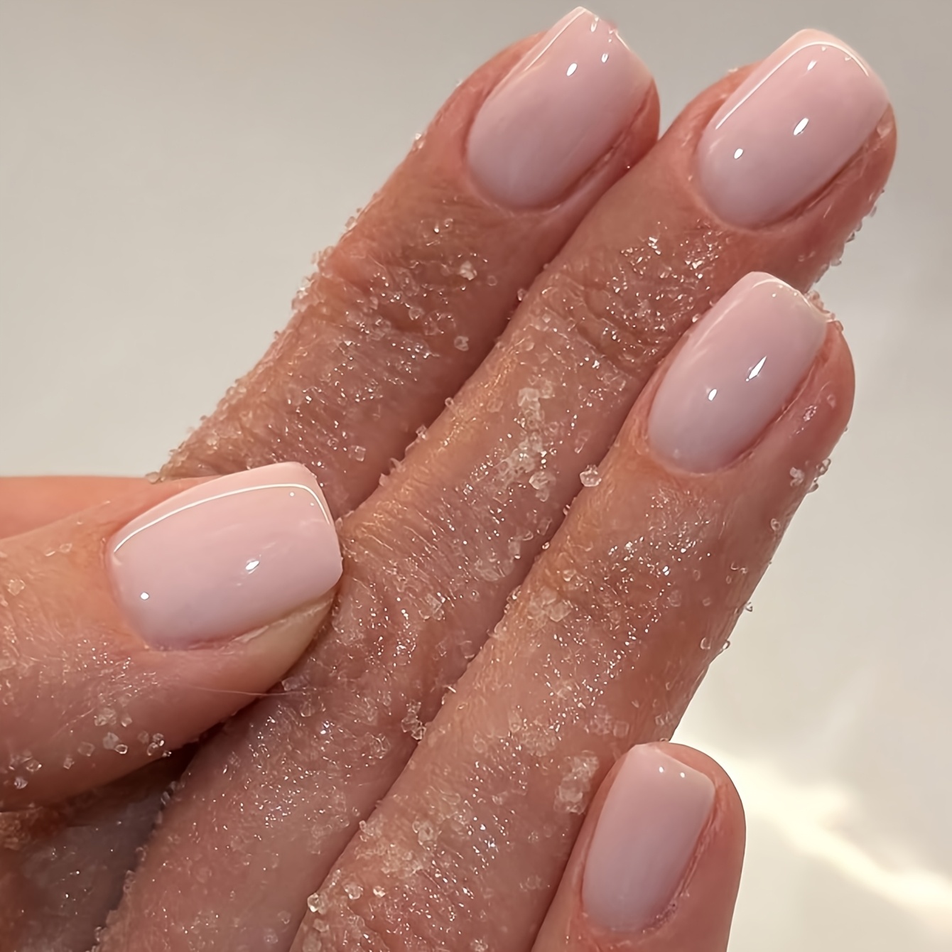 TEMU 48pcs Premium Glossy Nude Pink Flesh-colored Square Press-on Nails Natural Solid -on Nails Daily Reusable Minimalist Elegant Women's Nail Art