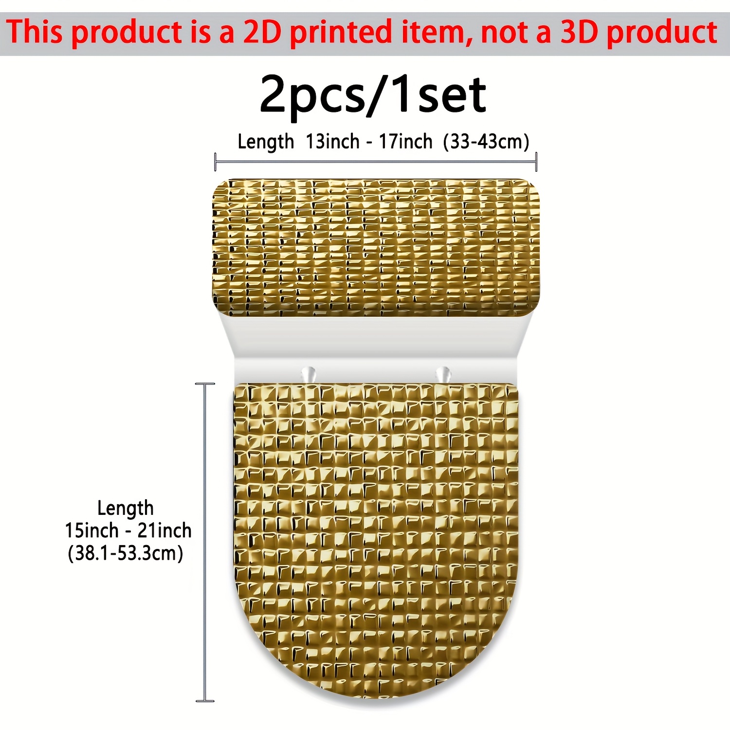 TEMU 1 Set Of Regular Metal Embossed Toilet Seat Cover And Lid Set, Fiber Fabric Toilet Tank Cover, Full Coverage Elastic Wrap, Stretchable Cover