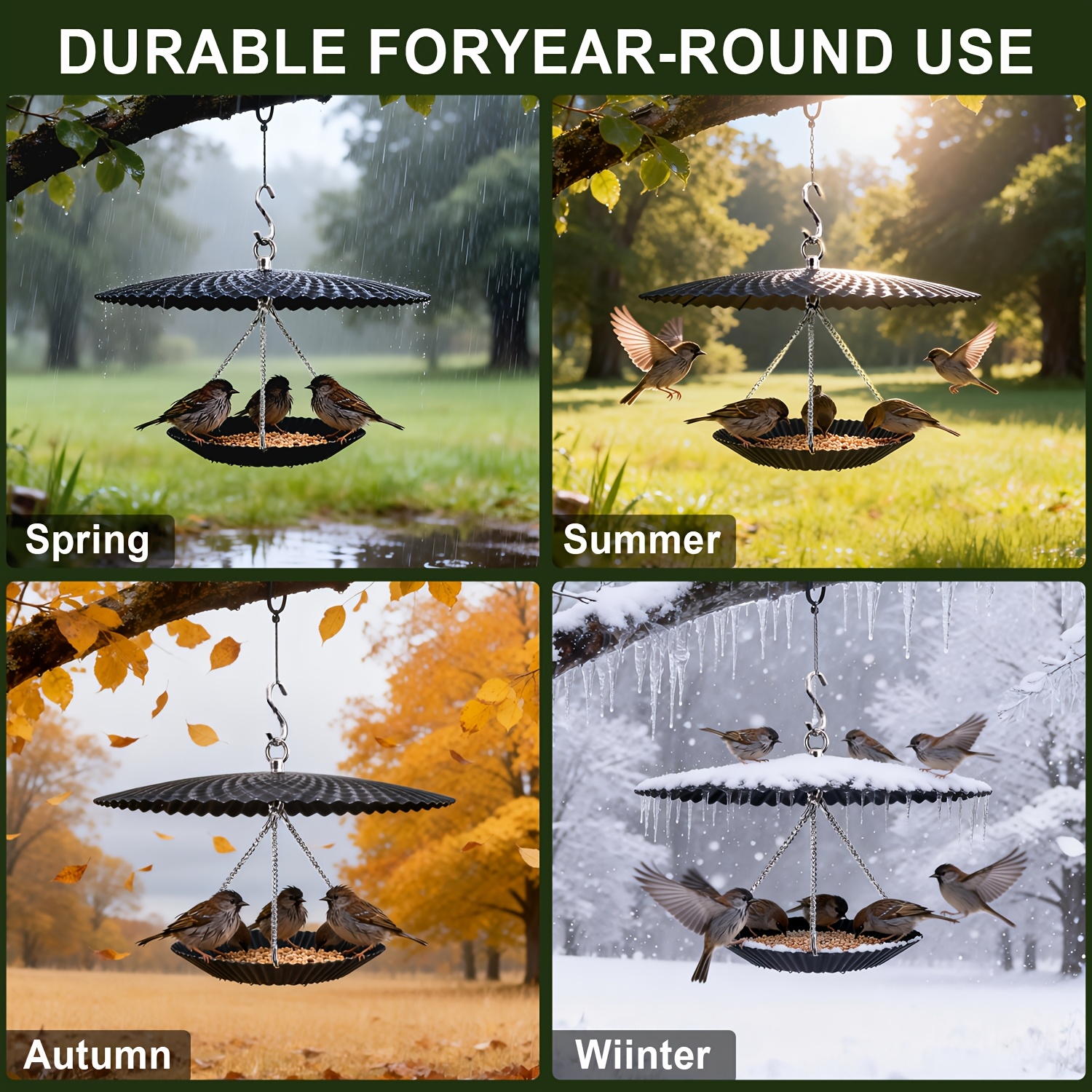 Bird Feeder With A Rain, Wind, And Snowproof Cover