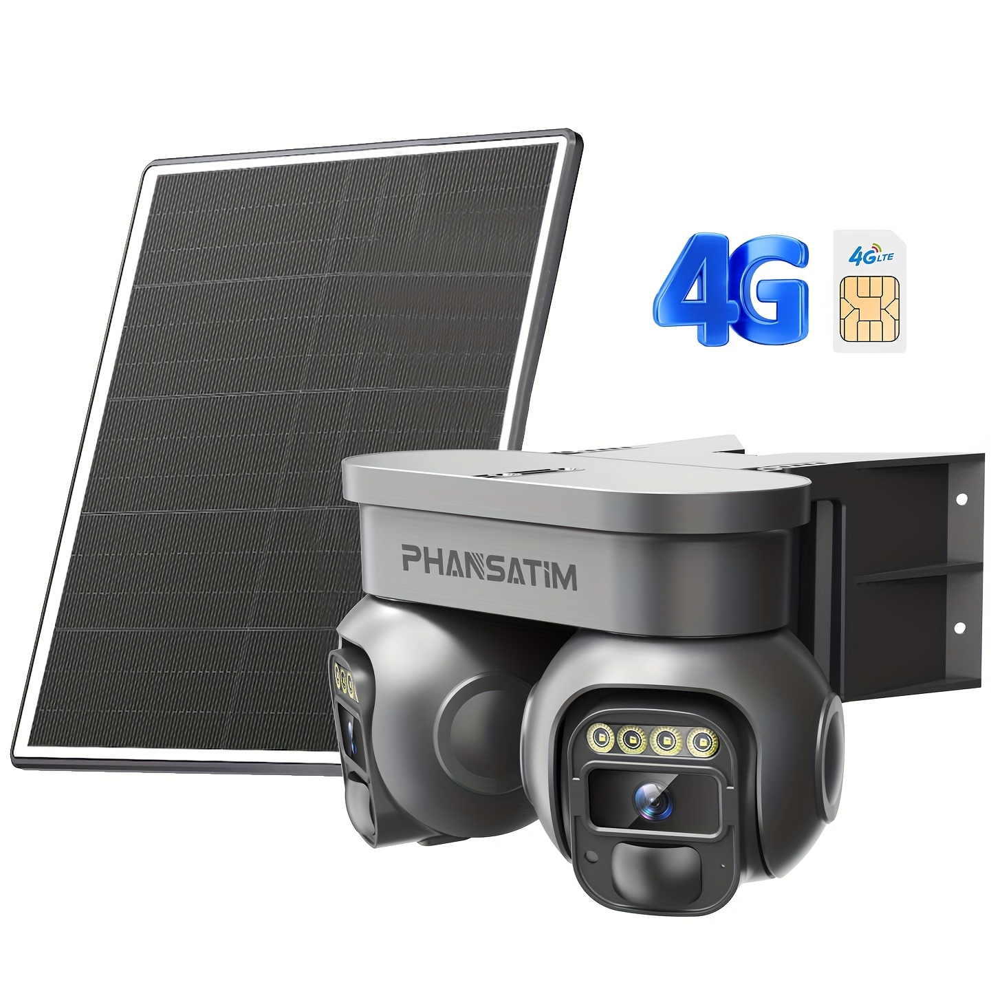 TEMU Non Wifi Solar-powered 4g Lte Cellular Outdoor Security Camera With Dual Lens 360° Ptz View, Motion Detection Alerts, Built-in Sim Card & Solar