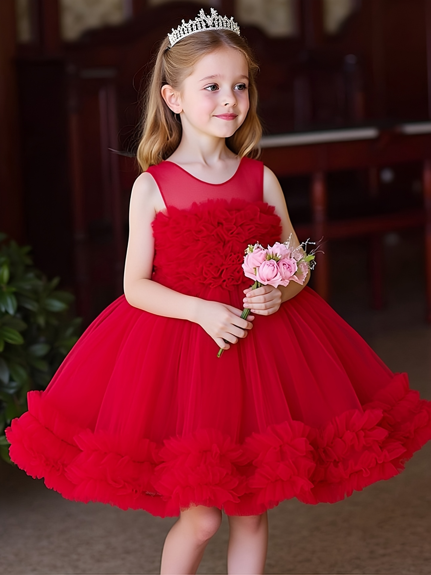 red dress with tutu Pumpkin Spice Shimmer 3/4 Sleeve Tutu Dress 2T