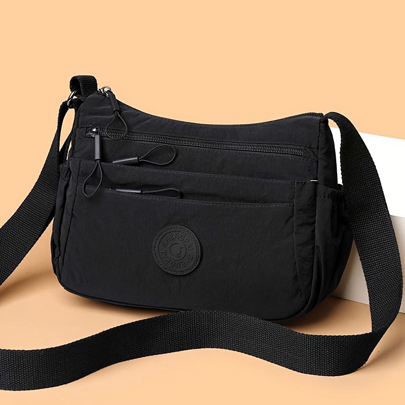 New Durable Nylon Fabric Multi-compartment Multi-pocket Adjustable Shoulder Strap Crossbody Bag [ Bag Style], Logo Color Random