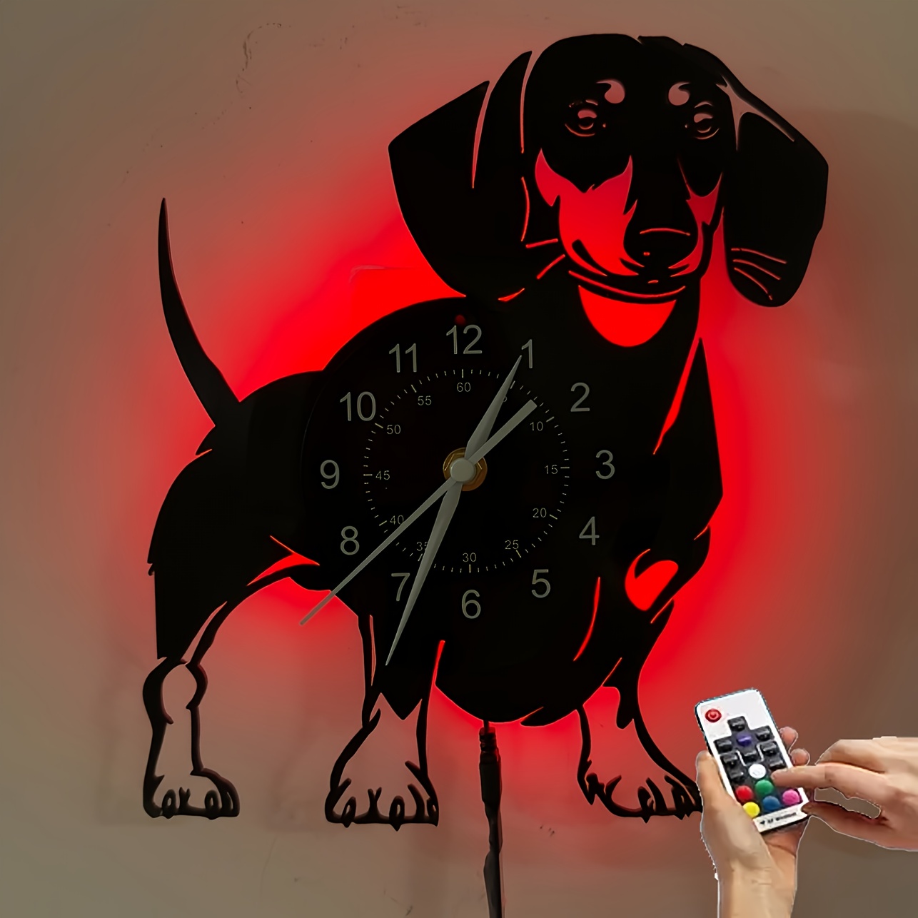 Image of Dachshund Dog Vinyl Record Wall Clock Home Decor Wall Art For Dog Family Birthday Best Gift
