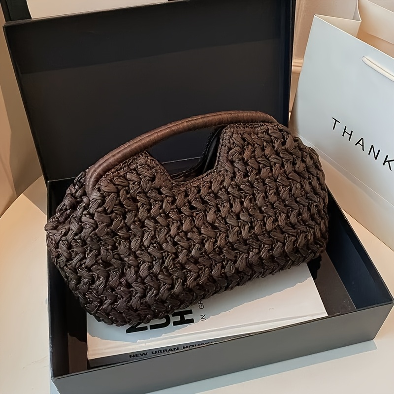 TEMU bolso de de moda para mujer - Bolso de paja tejida para playa y viaje, bolso tejido para viaje