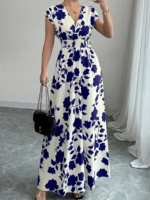 Elegant Pink Floral Maxi Dress with V-Neck and Short Sleeves - Flowing A-Line Silhouette, Cinched Waist * Spring/Fall, Casual to Formal Wear, Casual Elegant Wear | Floral Print Dress | Cinched Waist ... Elegant Pink Floral Maxi Dress with V-Neck and Short Sleeves - Flowing A-Line Silhouette, Cinched Waist * Spring/Fall, Casual to Formal Wear, Casual Elegant Wear | Floral Print Dress | Cinched Waist ...