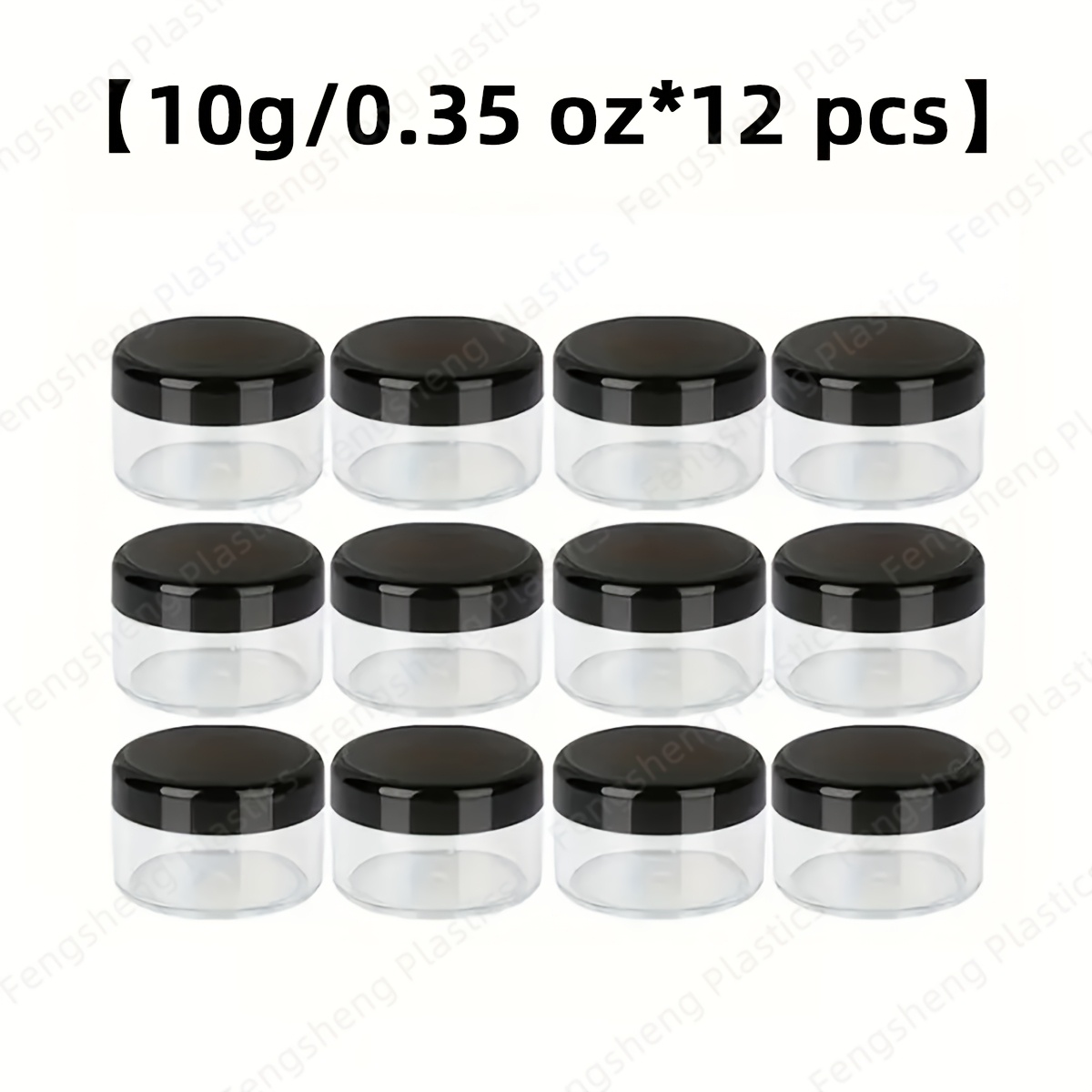 TEMU Ensemble de 4/12 pièces de pots en plastique ronds étanches de 0./0.71oz/1.06oz/1.76oz avec couvercle, couvercle noir pour lotion, crème,