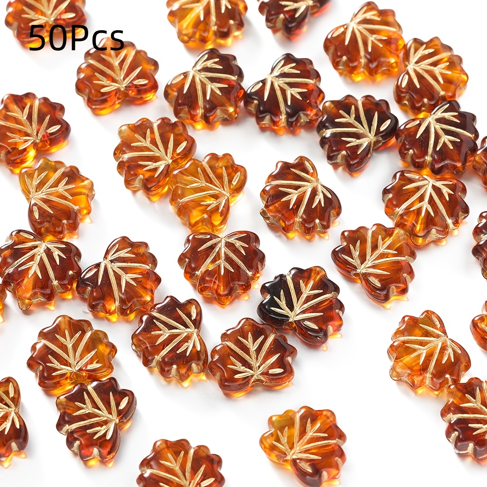 TEMU 50 pezzi di perline acriliche a forma di foglia, come distanziatori per braccialetti e collane, ideali per forniture per di gioielli