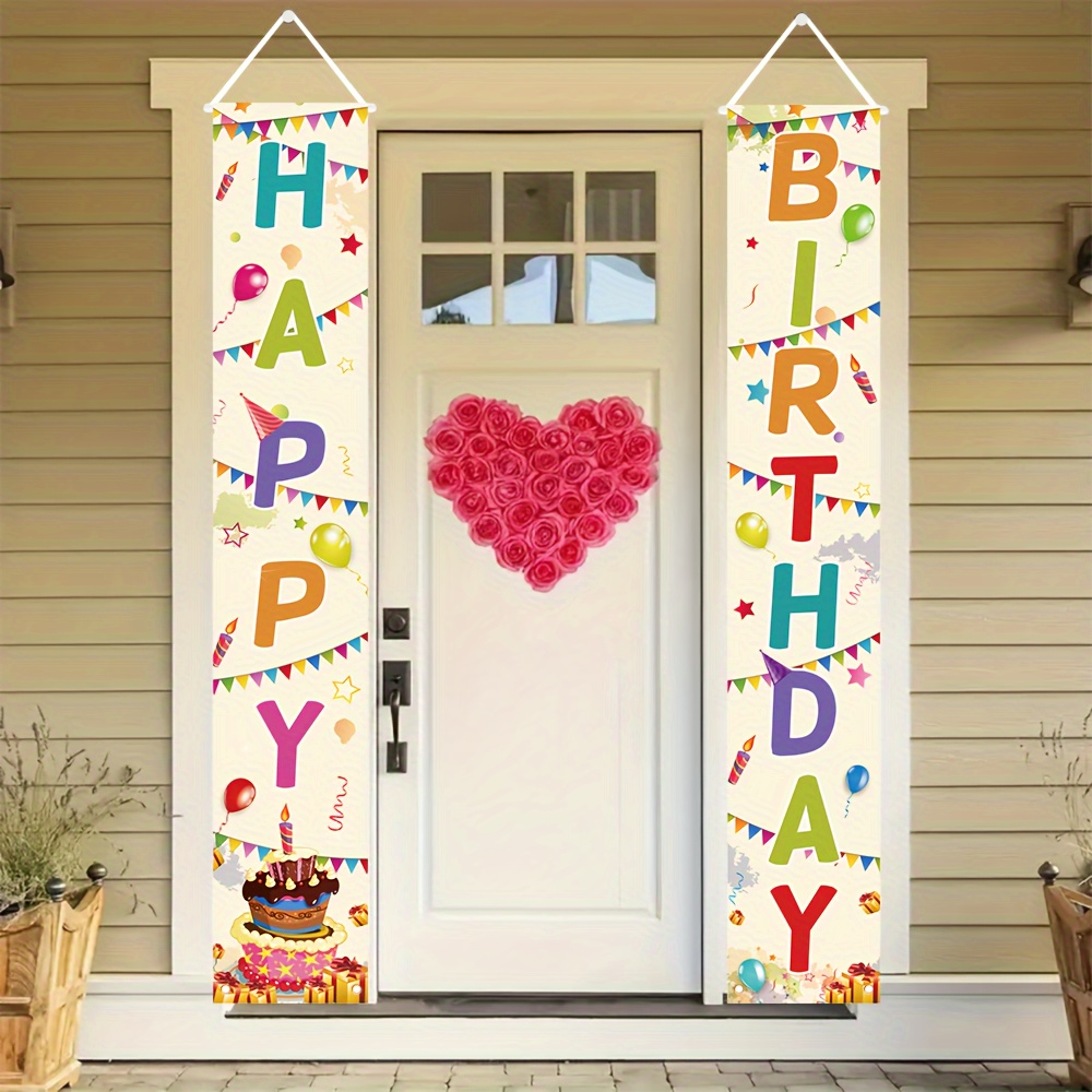 

Set, Colorful Birthday Party Porch Banners, 180cm By 30cm/70.8 In By 11.8 In, Colorful Happy Birthday Party Decorations, Wall Hanging Banners, Home Patio Porch Decorations